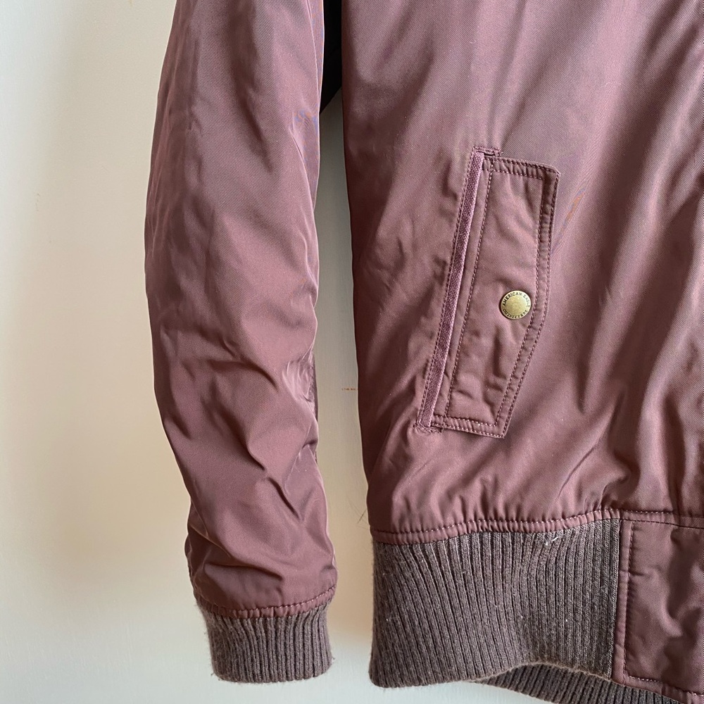 American Eagle Maroon Bomber Jacket Worn Twice - image 2
